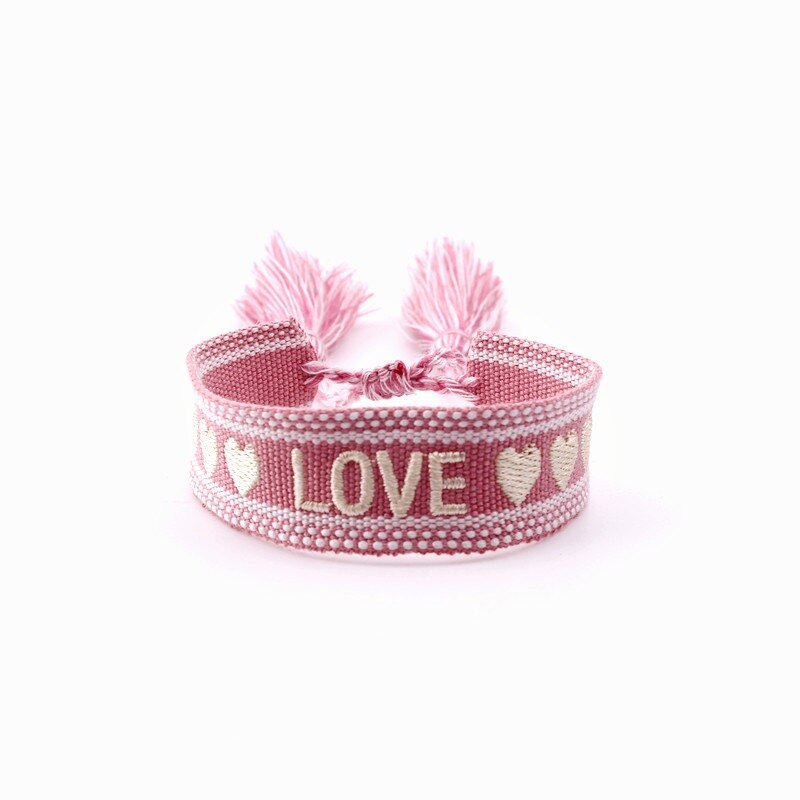 Bohemia Embroidery Letters Woven Tassel Bracele