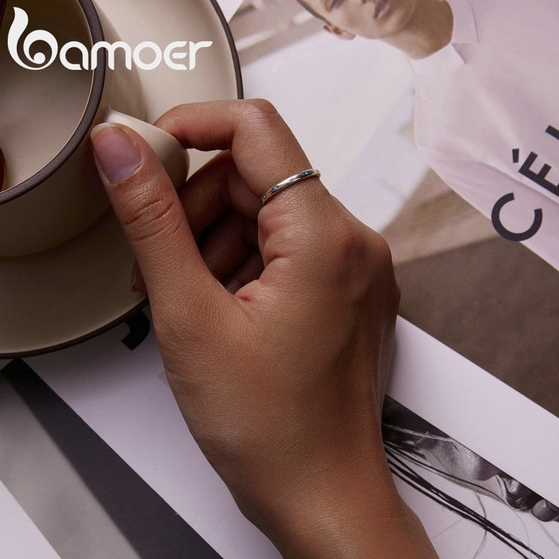 BAMOER 925 Sterling Silver Star Turquoise Ring