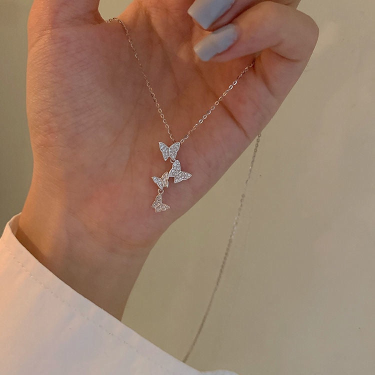 New Shiny Butterfly Double Layer Clavicle Chain Necklace