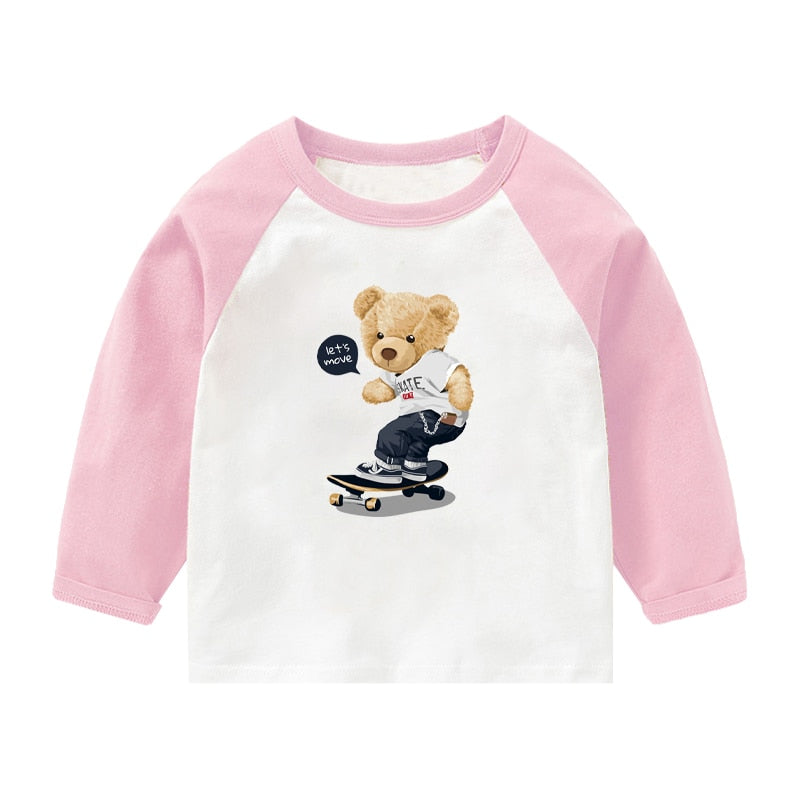 T-shirt for Cute Cartoon Cotton Long Sleeve Top Spring Kids Clothing