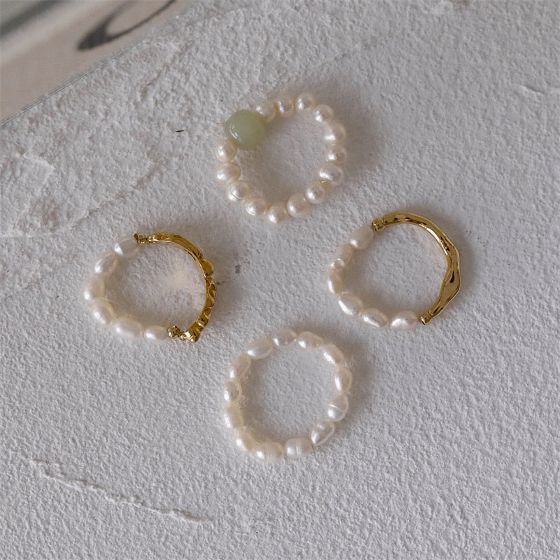 High-quality Natural Pearls Elastic Fine Beads Tail Index Ring