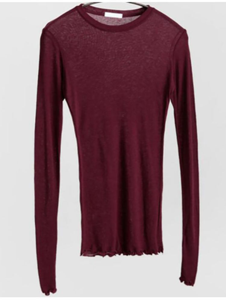 Slim High Quality Long Sleeve Sexy Thin T-shirt see through