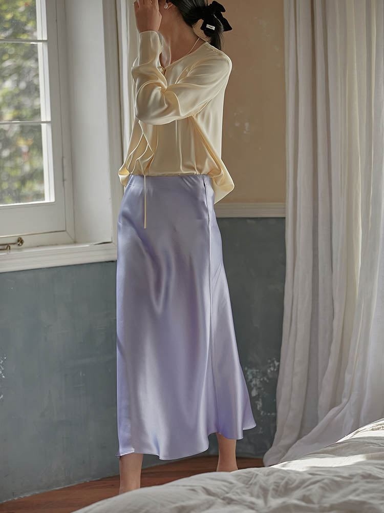 Korean Fashion Satin Silk A-line Skirt