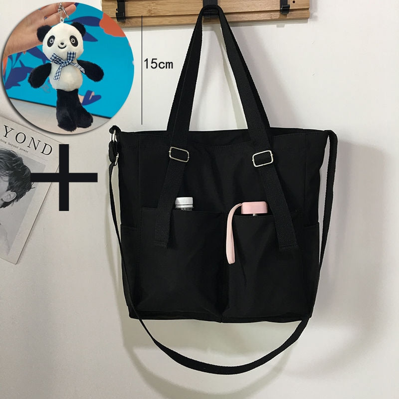 Simple Zipper Nylon Waterproof Large Capacity Tote Bag