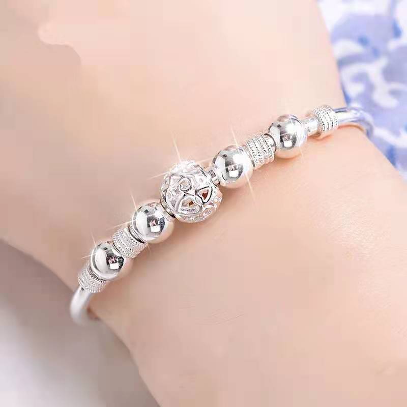 New Korean Fashion 925 Sterling Silver Lucky beads Bangles for women