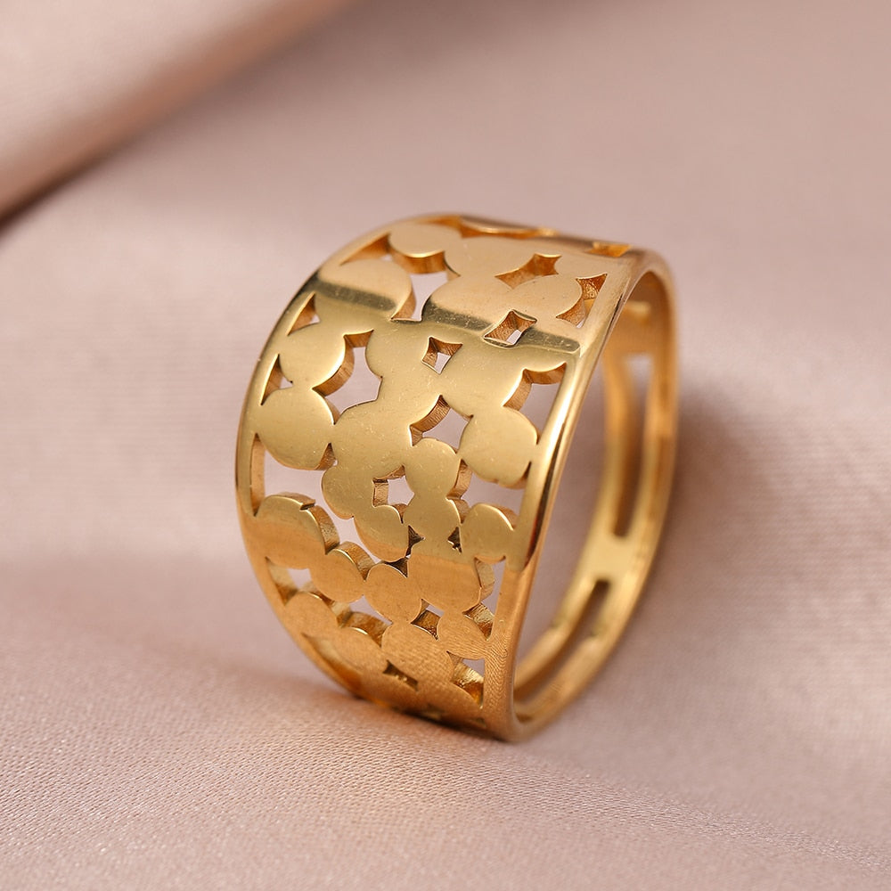 Stainless Steel Ring Geometric Rhombus Antique Ring