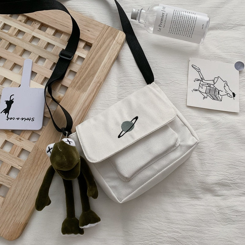 Canvas Shoulder Bag For Women 2022 Celestial Print Crossbody Bag