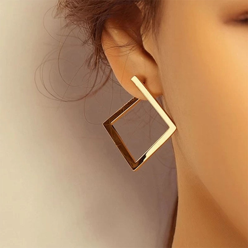 Korean Geometry Metal Earrings For women