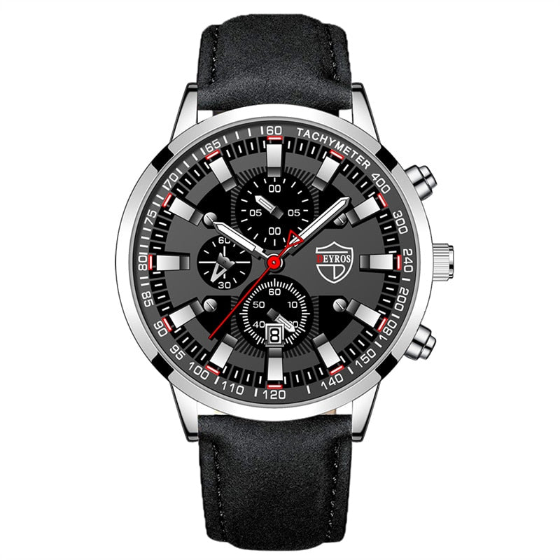 Fashion Mens Business Stainless Steel Quartz Wrist Watch