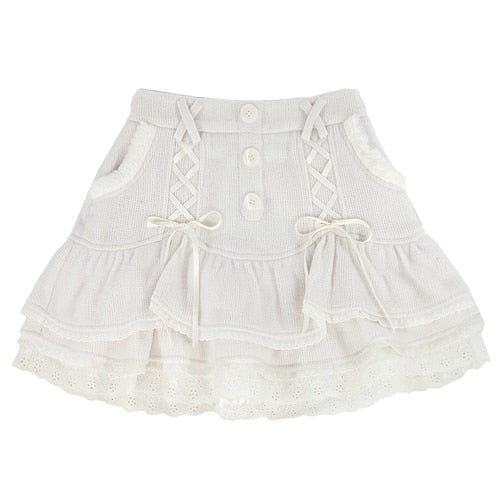 Japanese Lace Casual Elegant High Waist Skirt