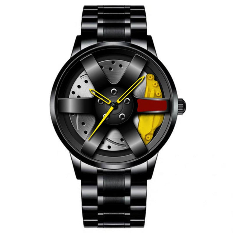 Fashion Car Wheel Rim Hub Leather Belt Watch For Men