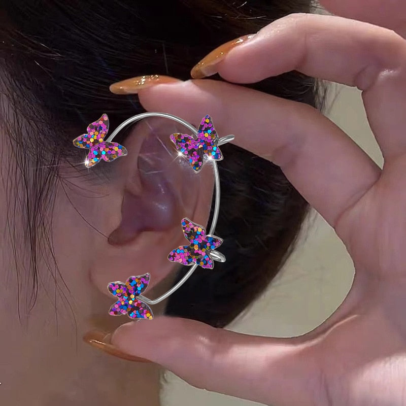 Korean Style Sparkling Zircon Butterfly Ear Clips Without Piercing