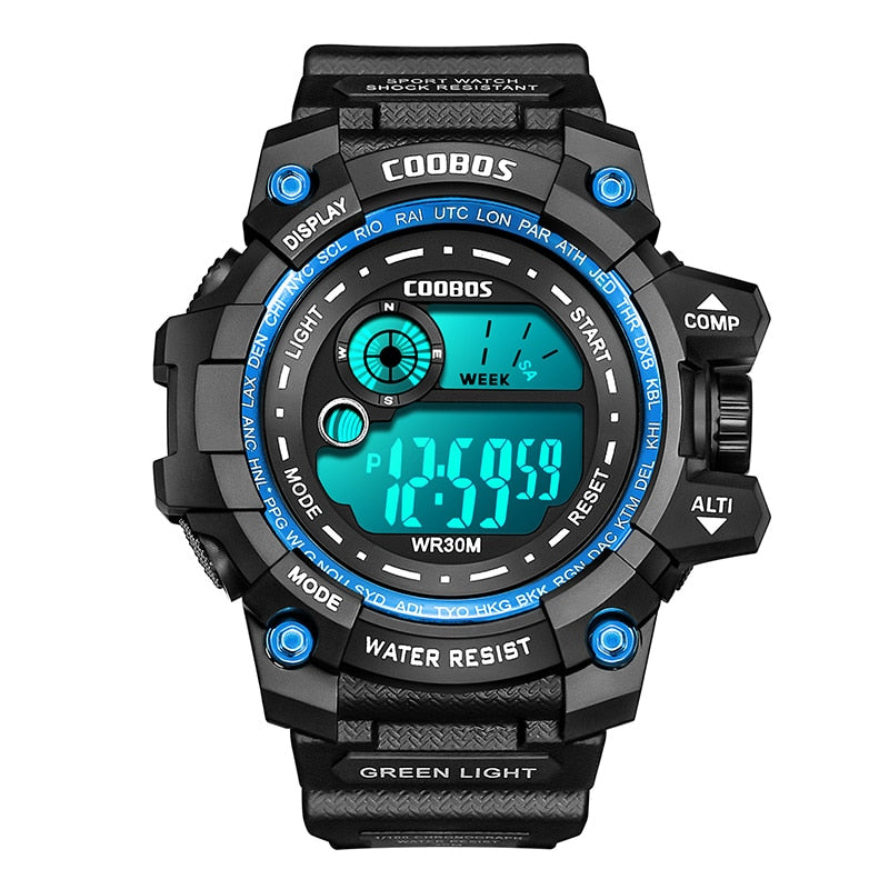 COOBOS LED Digital Luminous Fashion Sport Waterproof Watch