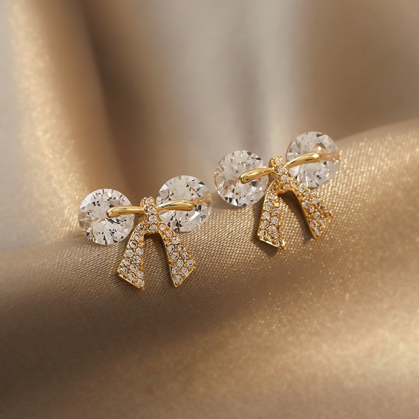 Korea Flower Crystal Temperament Geometric Shiny Zircon Earrings