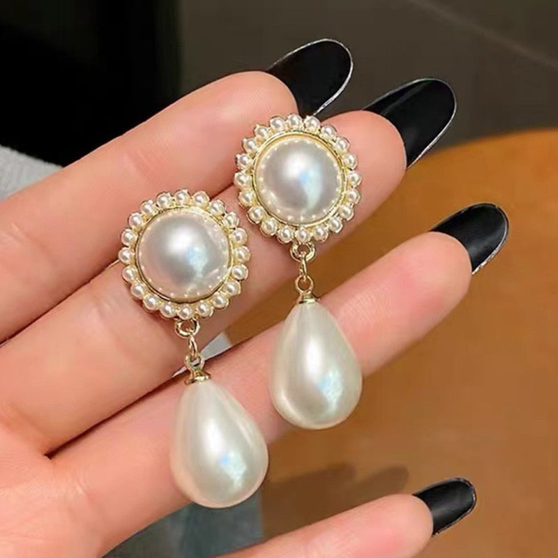 Contracted Heart Pearl Earrings For Women