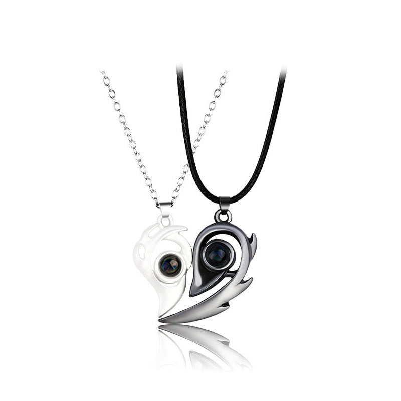 2Pcs Magnetic Heart Couple Necklace