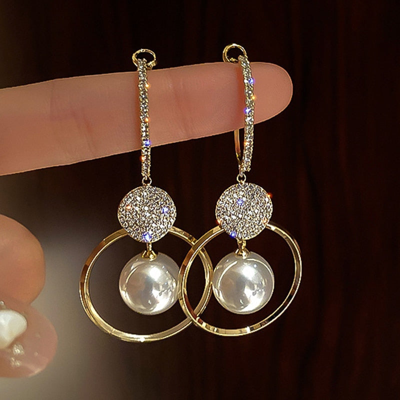 Contracted Heart Pearl Earrings For Women