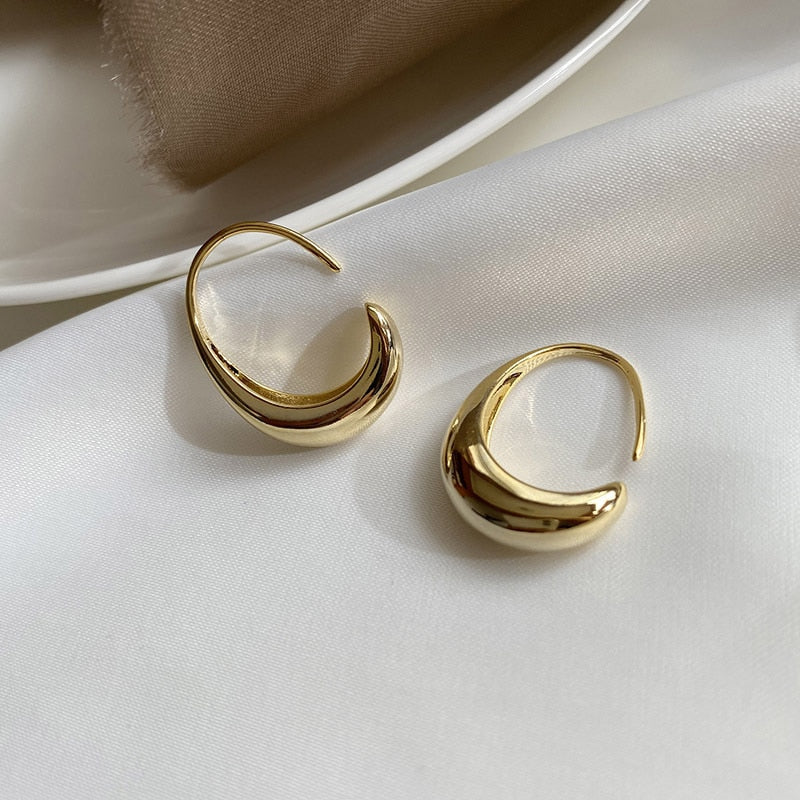 Gold Color Circle Hoop Geometric Earrings for Girls