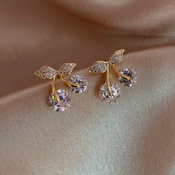 Korea Flower Crystal Temperament Geometric Shiny Zircon Earrings