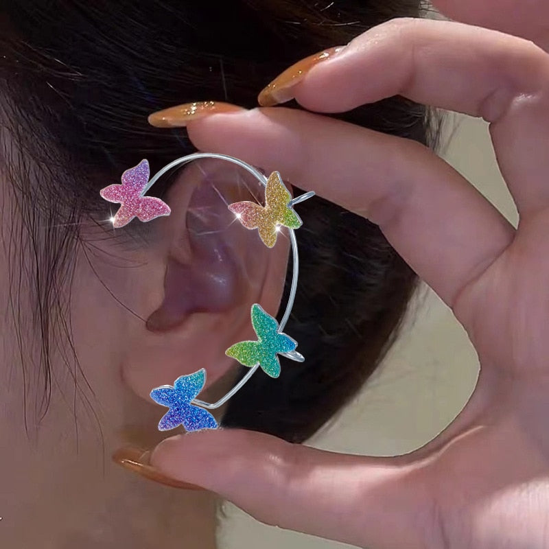 Korean Style Sparkling Zircon Butterfly Ear Clips Without Piercing