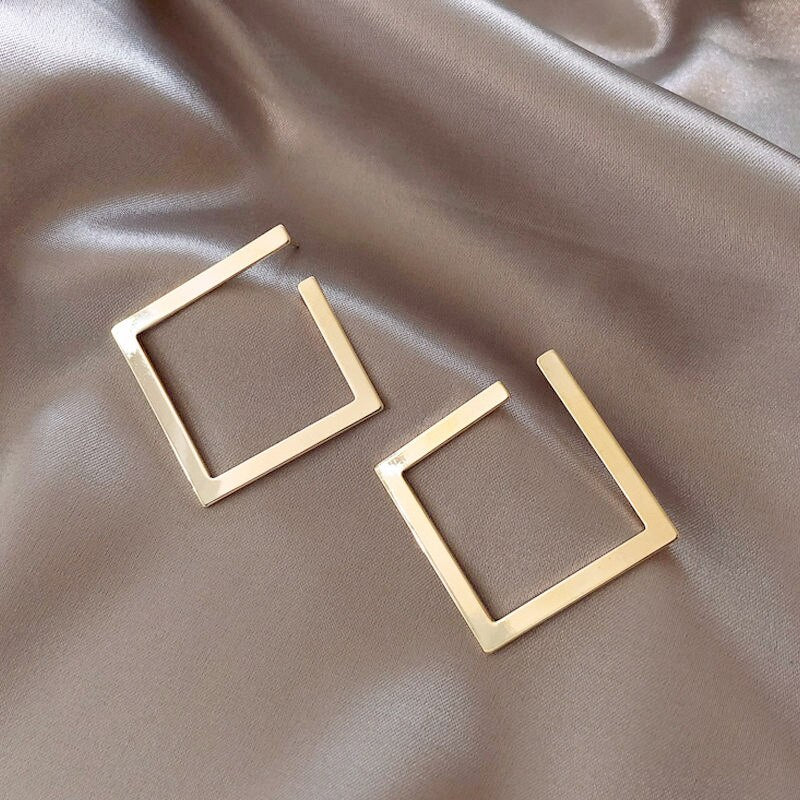 Gold Color Circle Hoop Geometric Earrings for Girls