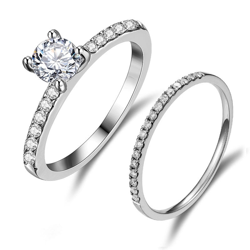 Trendy Crystal Engagement Claws White Zircon Cubic elegant Ring