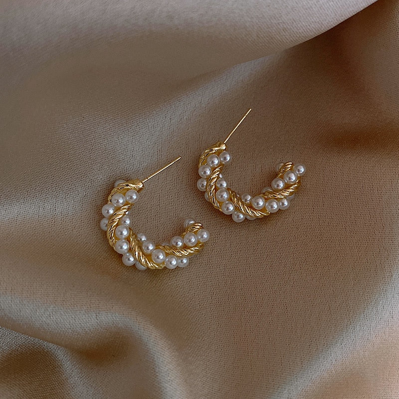 Gold Color Circle Hoop Geometric Earrings for Girls