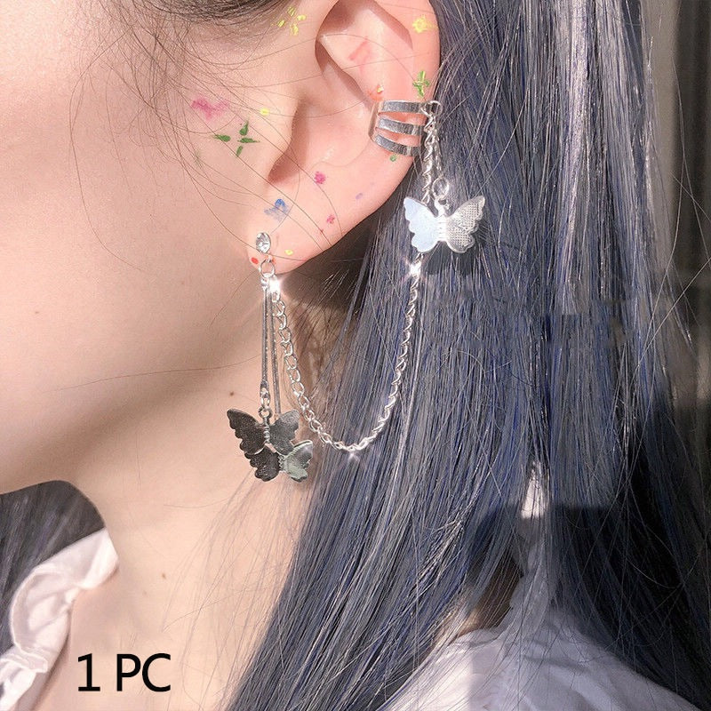Korean Style Sparkling Zircon Butterfly Ear Clips Without Piercing