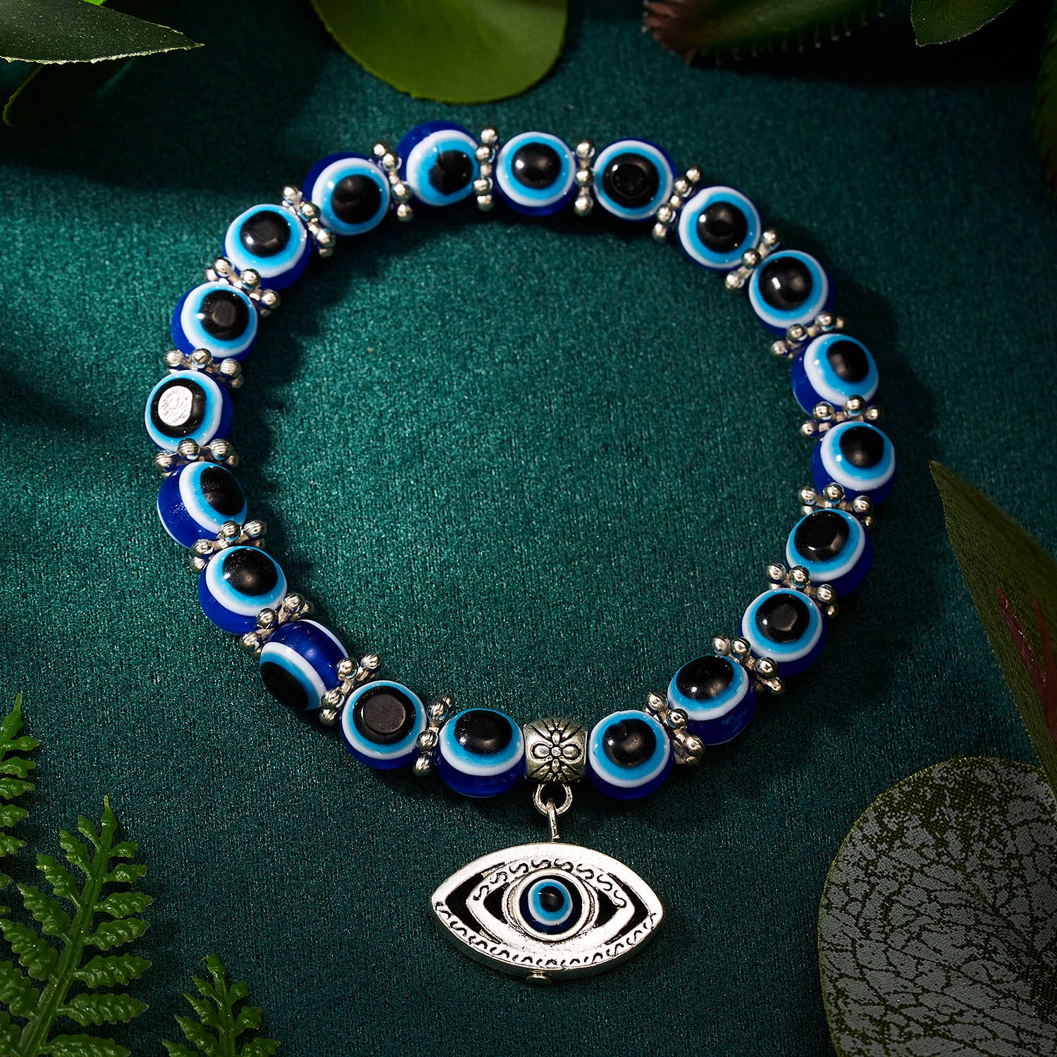 Classic Blue Evil Eyes Palm Butterfly Pendant Bracelet