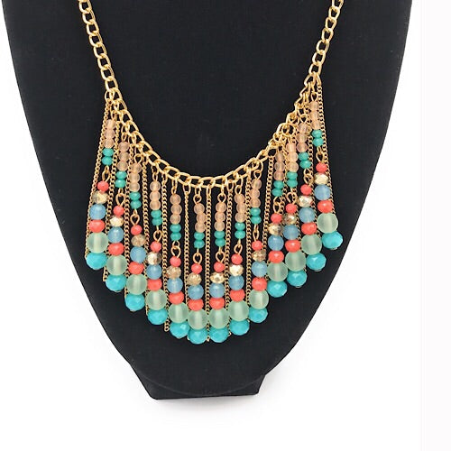 Women Necklace Drop Beads Pendant Necklace