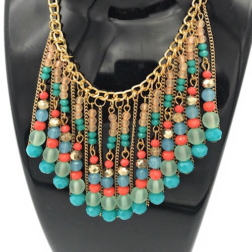 Women Necklace Drop Beads Pendant Necklace