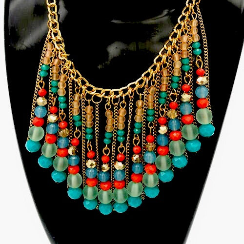 Women Necklace Drop Beads Pendant Necklace