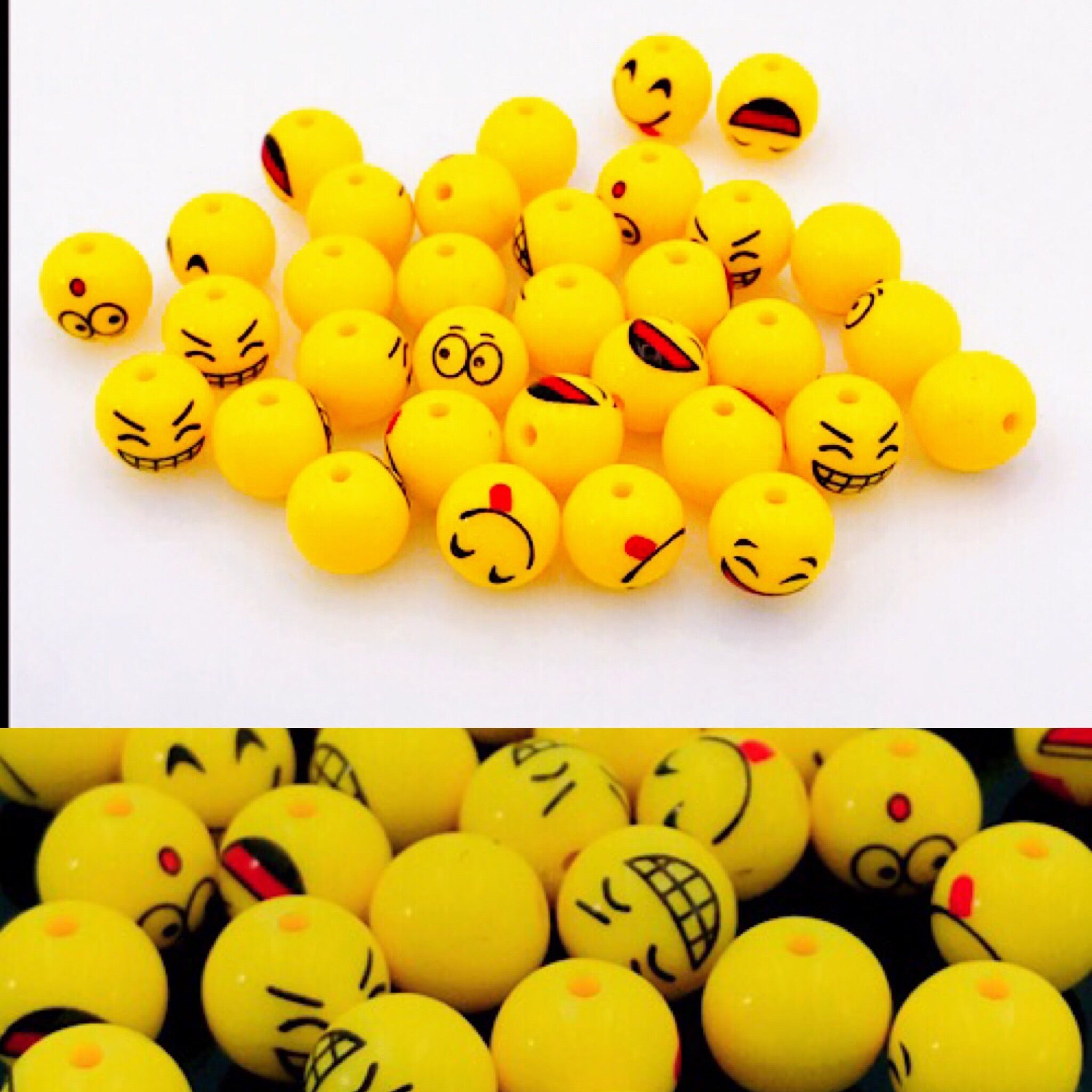 20PCS Of Emoji Fun Beads Smile Face Tumb Up Perfect For Bracelet Homemade Jewelry Making