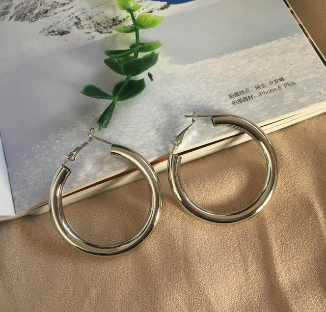 Geometric Round Big Hoop Earrings - Shopeasywear