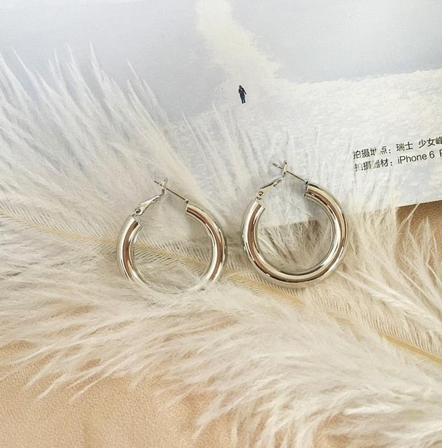Geometric Round Big Hoop Earrings - Shopeasywear