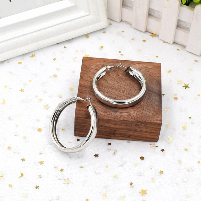 Geometric Round Big Hoop Earrings - Shopeasywear