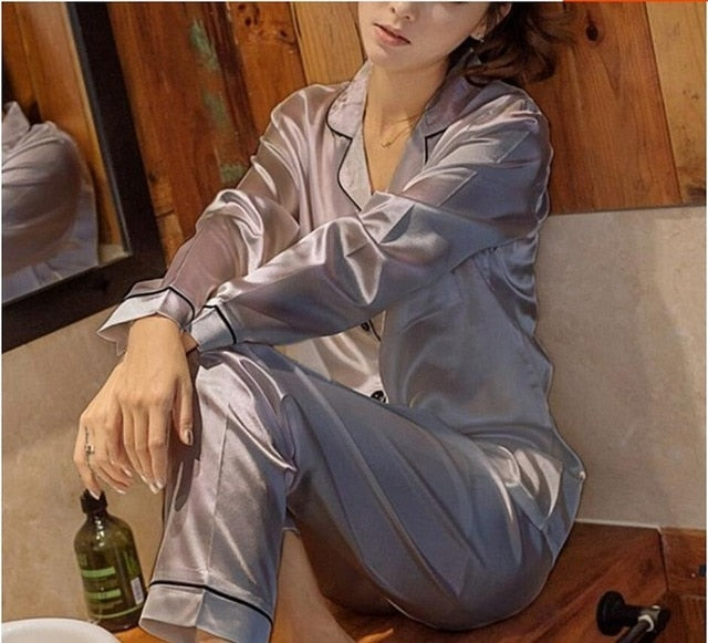 Women's Silk Satin Pajamas Set