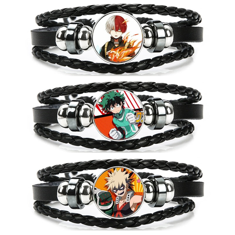 Boku No Hero Academia Bracelet My Hero Academia Charms Bracelet Kids Boy Punk Multilayer Leather Bracelets Jewelry - Shopeasywear