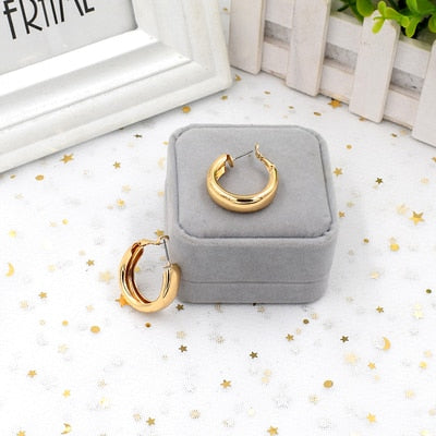 Geometric Round Big Hoop Earrings - Shopeasywear