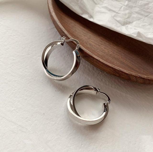Geometric Round Big Hoop Earrings - Shopeasywear