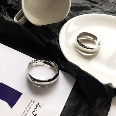 Geometric Round Big Hoop Earrings - Shopeasywear