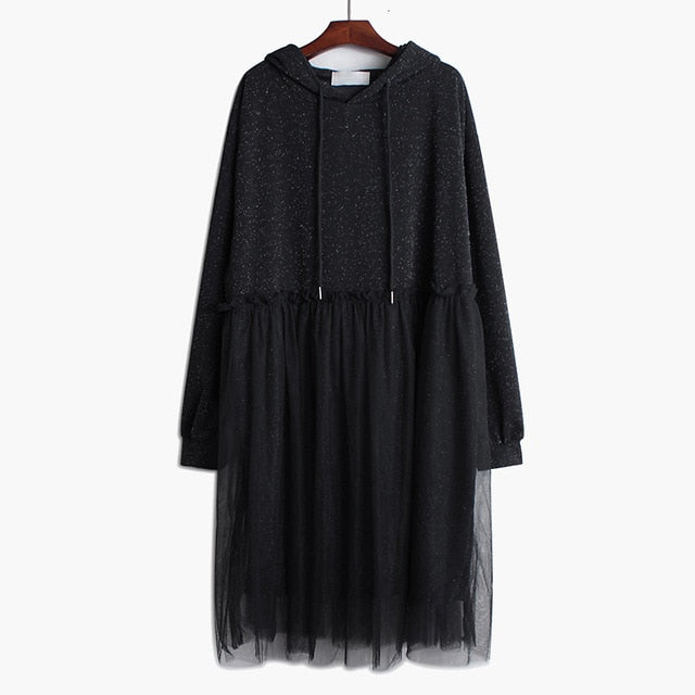 New Hooded Long Sleeve Loose Fit Fashion Dress - Shopeasywear