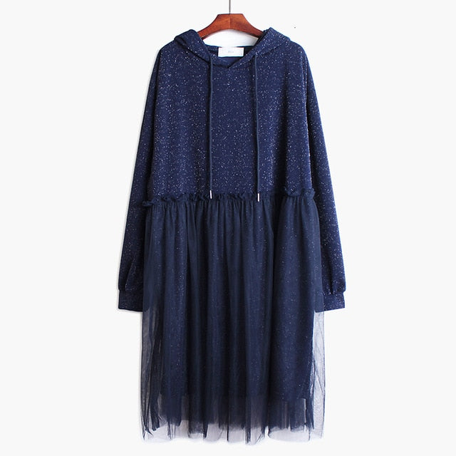 New Hooded Long Sleeve Loose Fit Fashion Dress - Shopeasywear