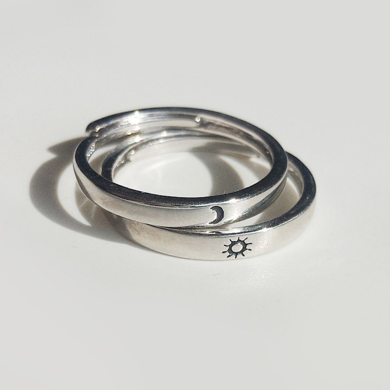 2Pcs Sun and Moon Lover Couple Rings Set