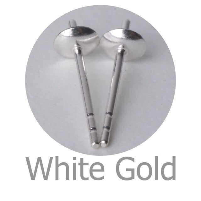 18k gold AU750 earstuds with bead caps, genuine 18 karat gold posts for half-drilled pearl bead stud earrings DIY - Shopeasywear