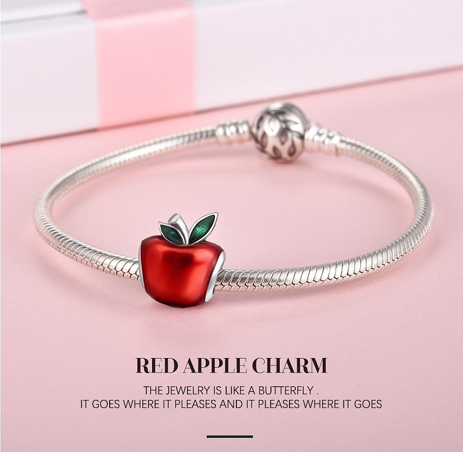 Red Enamel Apple Beads Fit Pandora Charm Bracelets for Women - Shopeasywear
