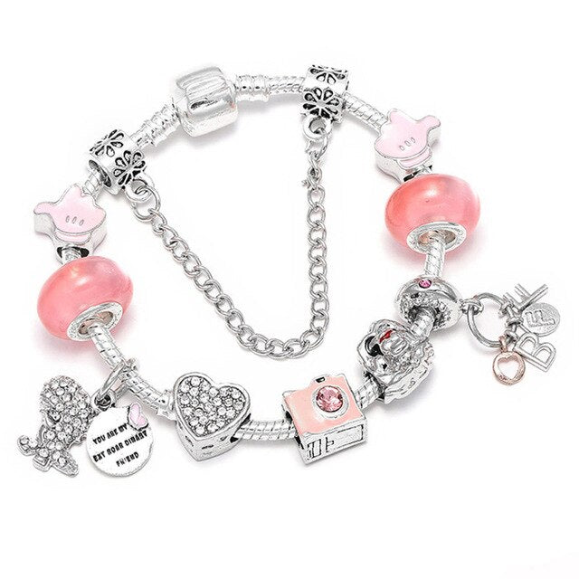 Kids Crystal Heart Beads Bracelets - Shopeasywear