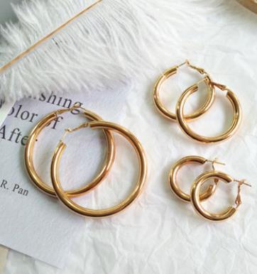 Geometric Round Big Hoop Earrings - Shopeasywear
