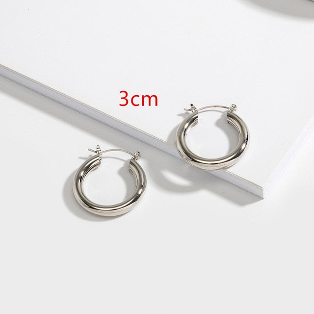 Geometric Round Big Hoop Earrings - Shopeasywear