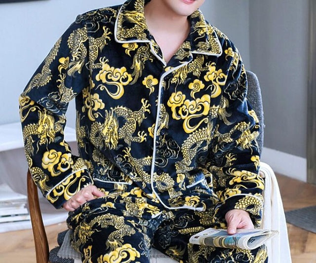 Long Sleeve Student Men Pajamas Set